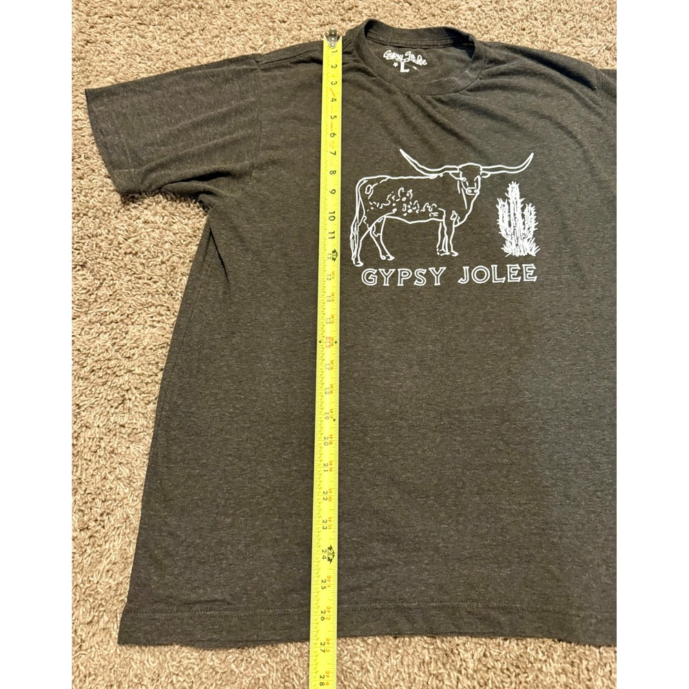 Gypsy Jolee Graphic T-Shirt Size L Excellent Charcoal Gray Longhorn Cactus Tee - Picture 5 of 8